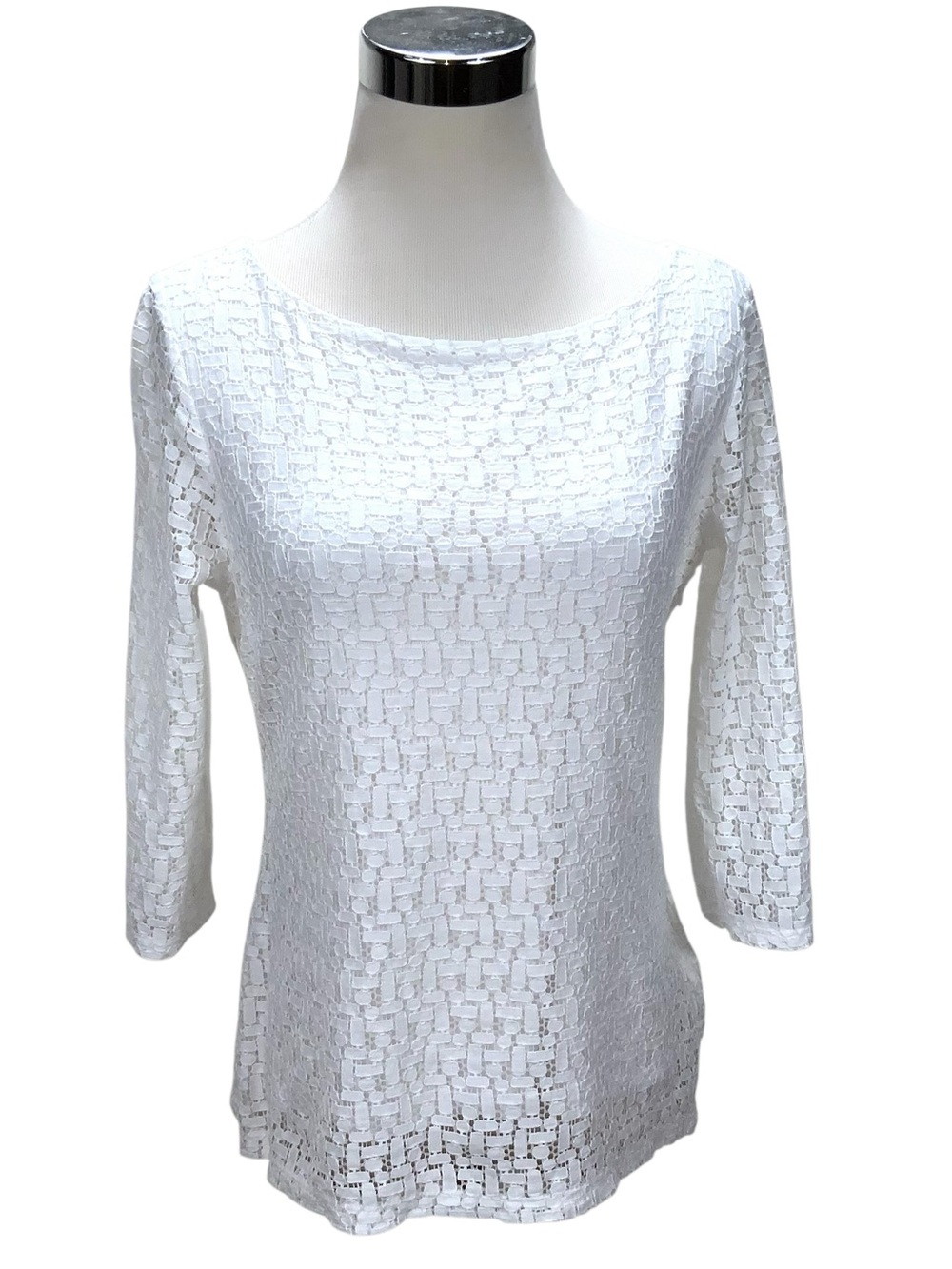 Banana Republic White Lace Overlay Lined Top Size S Tunic Longer Blouse